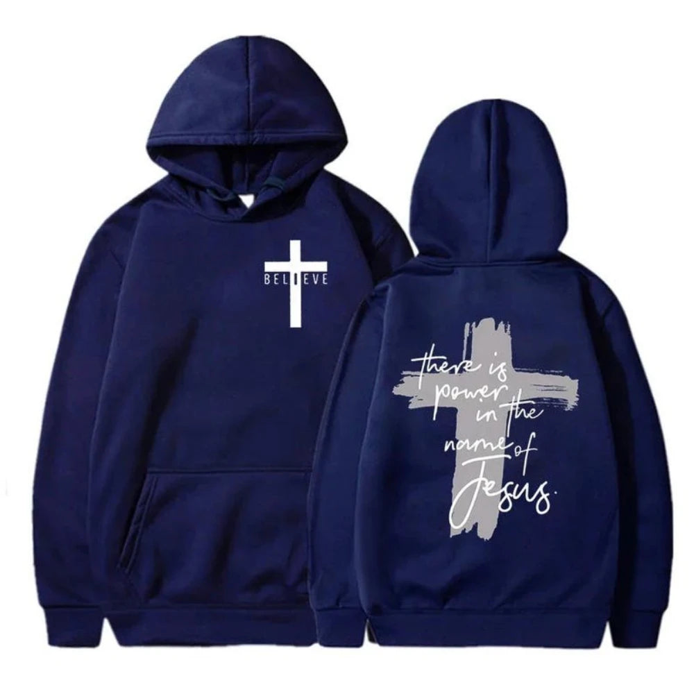 God Is Good Christian Faith Essential Woman Hoodies There Is Power in The Name of Jesus Graphic Hoodie Fashion Streetwear