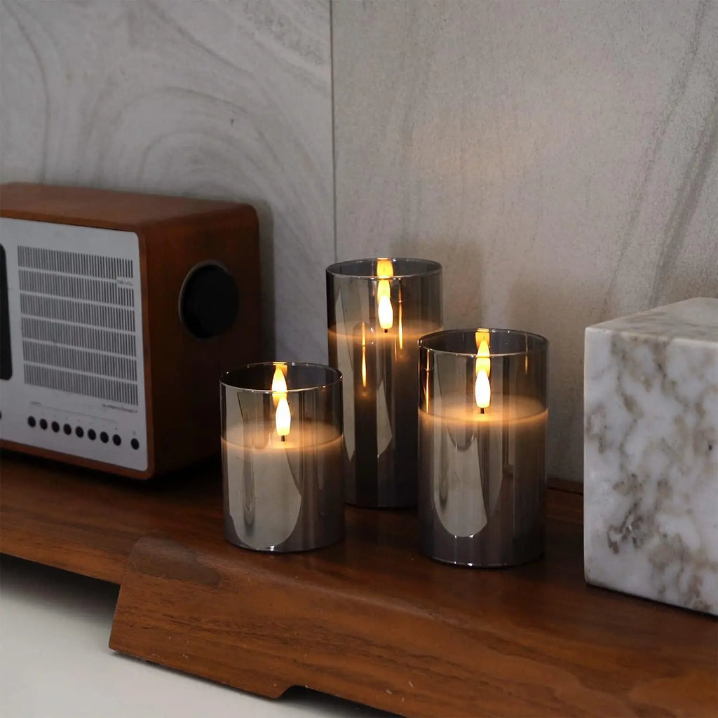 LED Flameless Candles with Remote Timer Realistic Flickering Flame Acrylic Candle Battery Powered for Christmas Wedding Decor