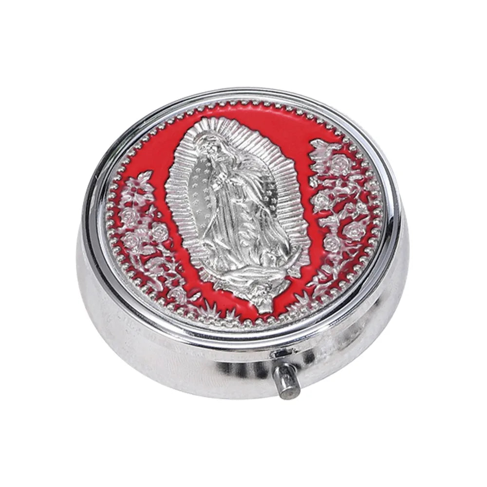 Classic Wowser Our Lady Prayer Rosary Storage Box Versatile Metallic Metal Gift Box Elegant Religious Jewelry Case Church Events