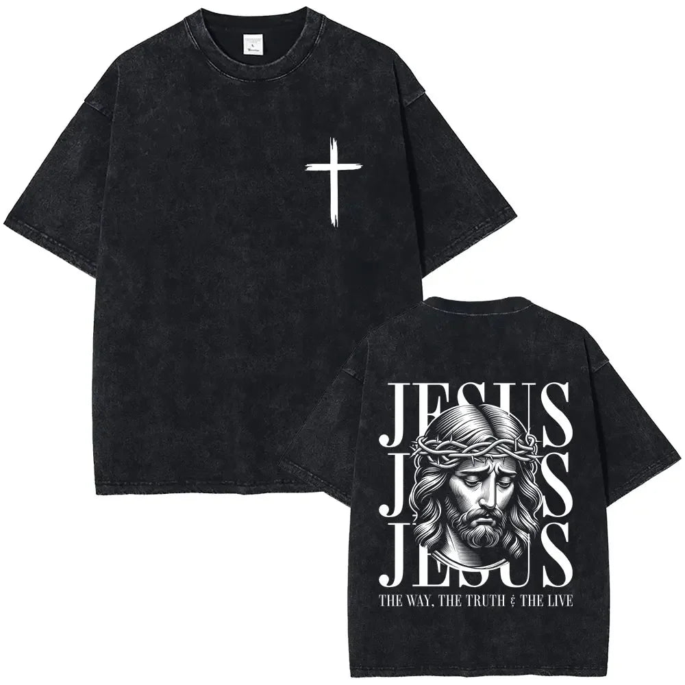 2026 Spring summer Vintage Christian Jesus Blessing From God Graphic T-shirt Men Women Clothing Fashion Casual  Crewneck T Shirt