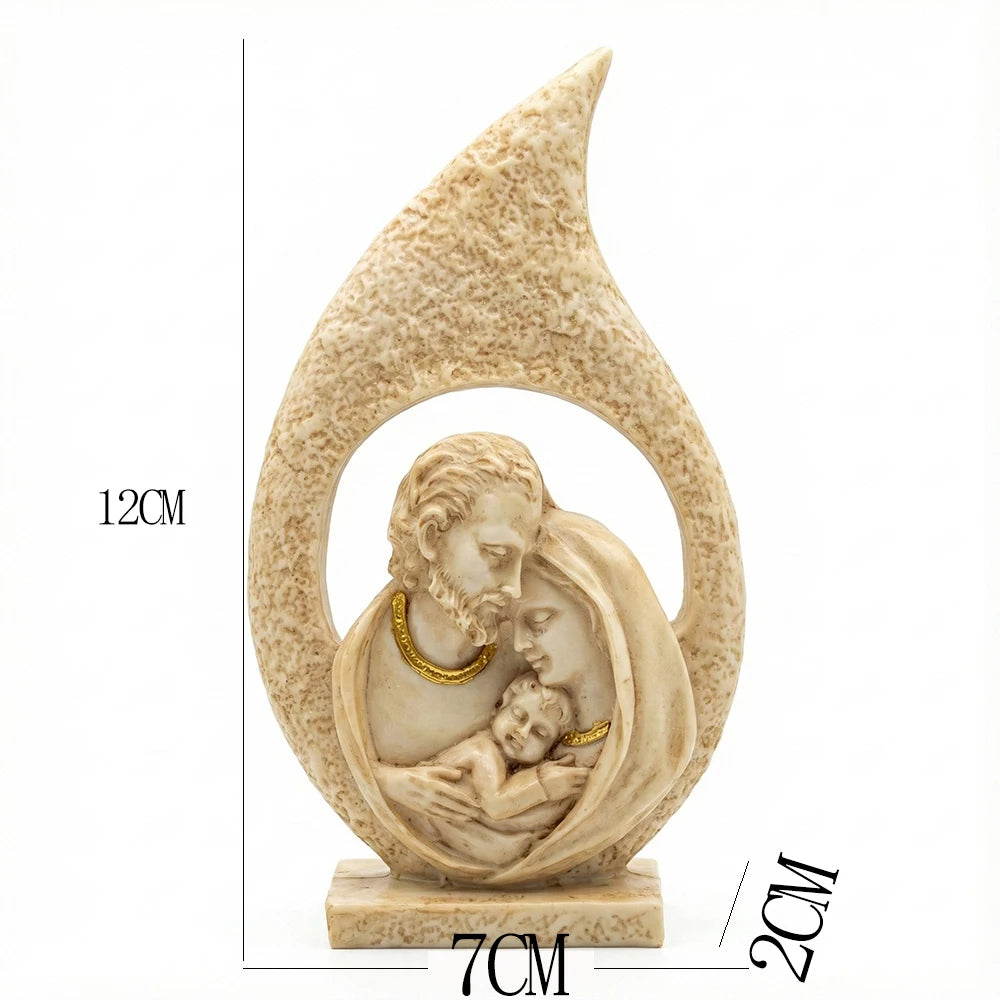 Holy Family Resin Figurine Mary Joseph Baby Jesus Nativity Statue Christian Home Decoration