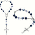 1pc ABS Car Rosary with Mirror, Rearview Mirror Beads, Rose Medal, Catholic Prayer Beads, Interior Decor, Cross Hanging Accessor