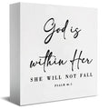GOD IS WITHIN HER, SHE WILL NOT FALL Bible Verse Art Print - Psalms 46:5  Inspirational Art Wood Desktop Ornament, Inspirational