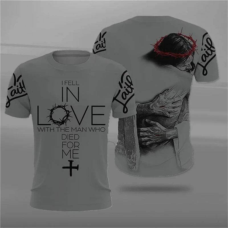 Vintage Men's Tshirts 3d Christian Jesus Print T-Shirt Summer Casual Streetwear Tops Men Clothing Short-sleeved Camisetas Homme