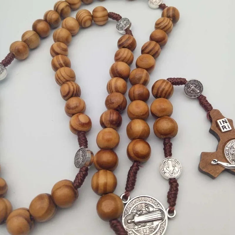 Rosary Catholic Rosary Handmade Wooden Cross Religious Car Ornaments