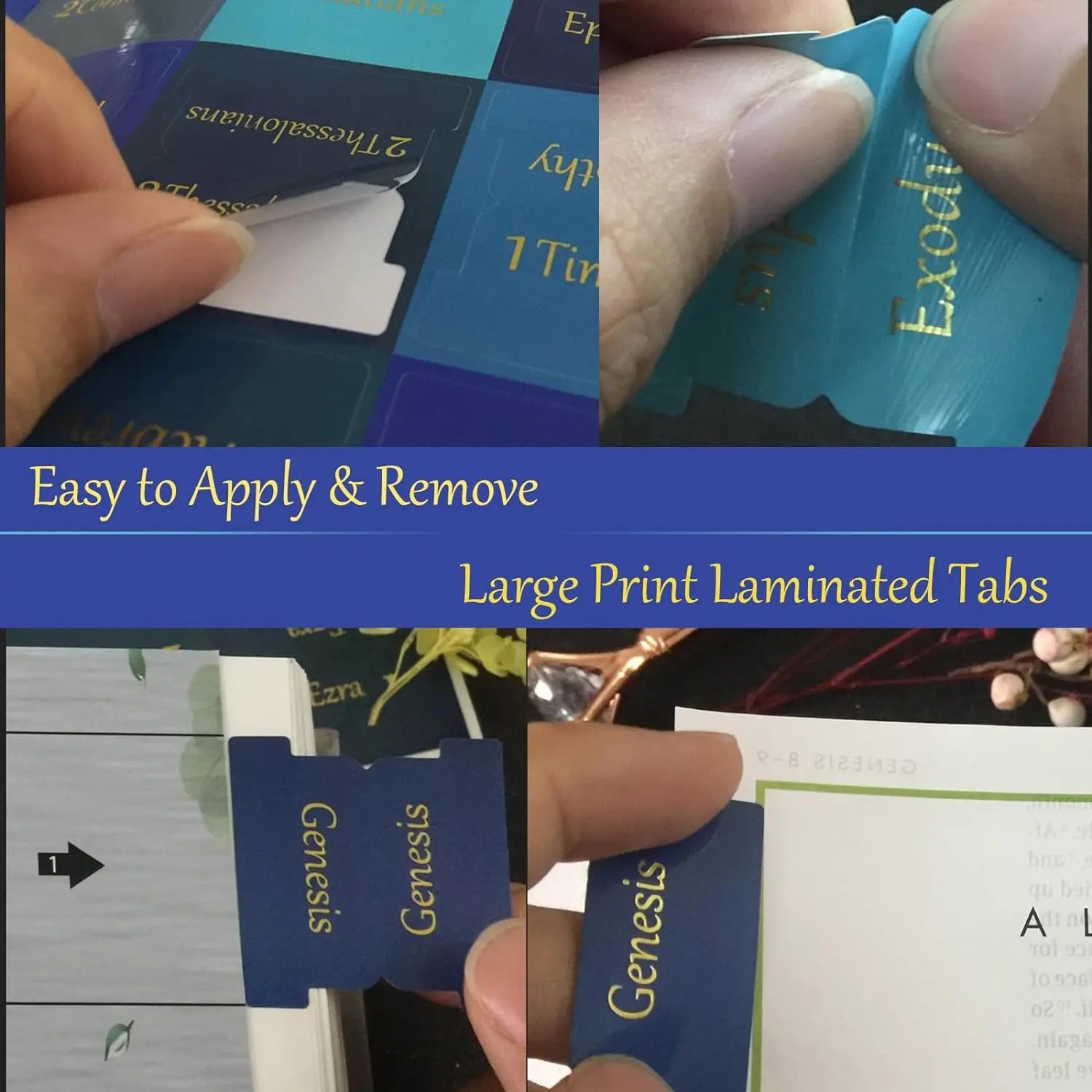 Bible Tabs, 75 Tabs, Large Print Laminated Bible Tabs for Women and Men, Easy to Read Bible Book Tabs for Study Bible, Index Ta