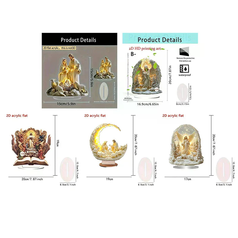 Nativity Scene Statue,2D Flat Jesus & Maria Acrylic Figurine,Home,Cafe,room,Studio,Table Ornament Christian Religion Decor