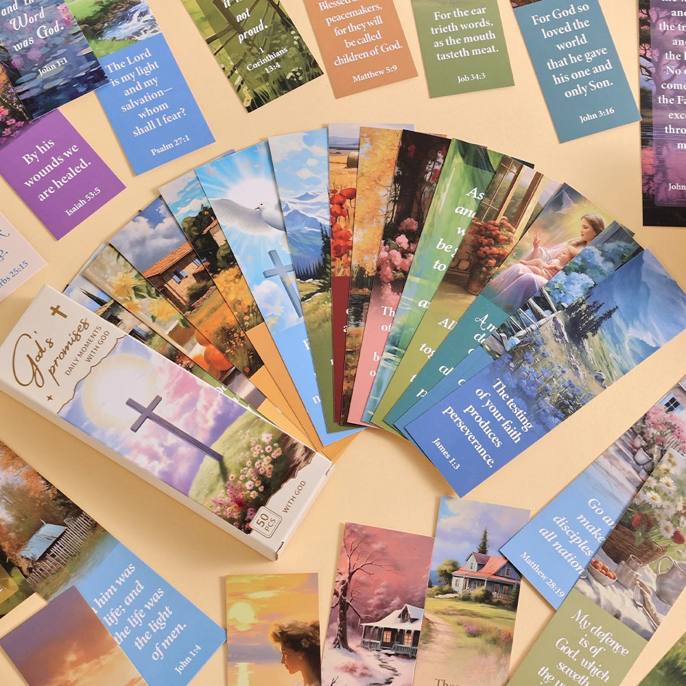 50 Pcs Bible Verse Bookmarks Inspirational Quote Set On Paper For Daily Encouragement Perfect Gifts For Readers & Believers