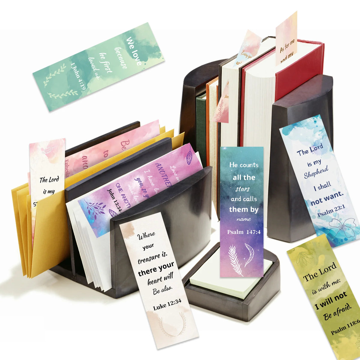 24 Pieces Bible Verses Bookmarks Watercolor Christian Bookmarks for Women Inspirational Spiritual Bible Bookmarks