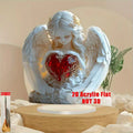 Red Heart Crystal Angel Sculpture Valentine's Day Gift Anniversary Home Office Bedroom Decor