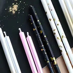 High end black and white golden candles for romantic parties, smoke-free and gold-plated