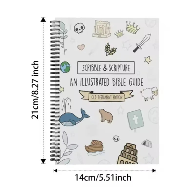 Scribble & Scripture The Bible Made Simple - An Illustrated Bible Guide Spiral-Bound Notebook With Inspirational Illustrations
