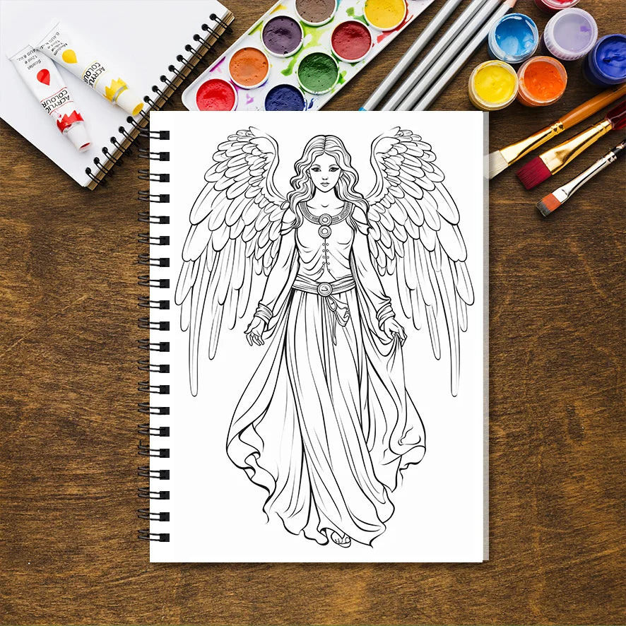 Coloring Book - 8.3 x 11.2 inches 32 pages Angel Coloring Book - Soothing, Back to School Gift, Gift for Family and Friends
