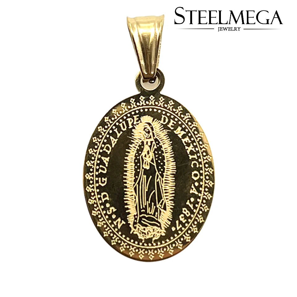 STEELMEGA Stainless Steel Catholic Pendant of Our Lady of Guadalupe Medal