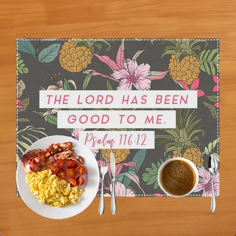 30x40cm Bible Verse Print Table Mat for Diner Kitchen Christian Religion Dinnerware Placemat Coffee Cup Pads Table Decor