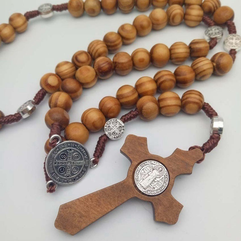 Rosary Catholic Rosary Handmade Wooden Cross Religious Car Ornaments