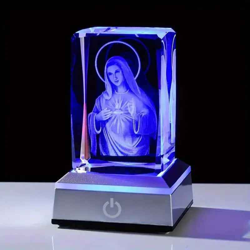 Crystal Virgin Mary Statue with LED Light,Gift for Girlfriend, Wife, Mother, Birthday, Mother'S Day, Christmas, Valentine'S Day