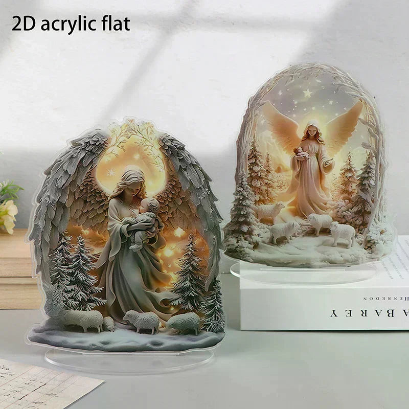 Nativity Scene Statue,2D Flat Jesus & Maria Acrylic Figurine,Home,Cafe,room,Studio,Table Ornament Christian Religion Decor
