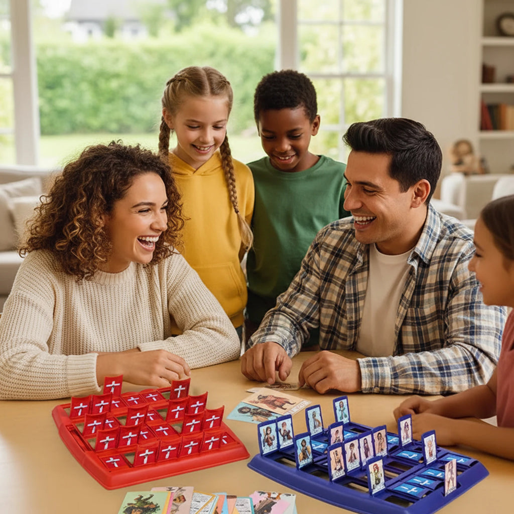 Bible Who I Am Portable Board Game 24 Holy Bible Characters Family Fun Card Guessing Game Fun Board Game with Life Story Cards