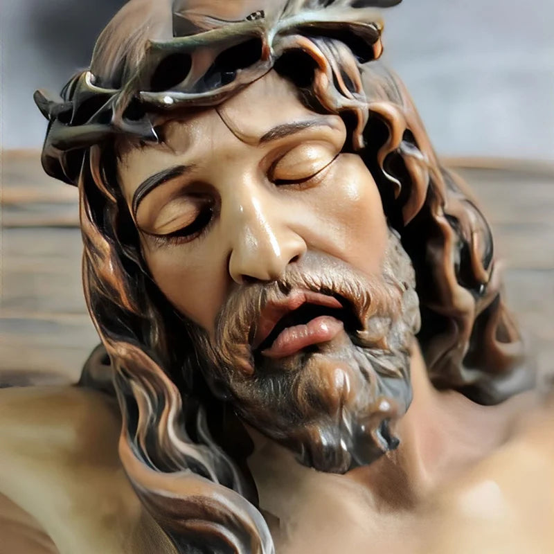 Religious Jesus Cross Crucifix Statue Saint Catholic Figurine Crafts Wall Hanging Ornament for Christian Home Decor
