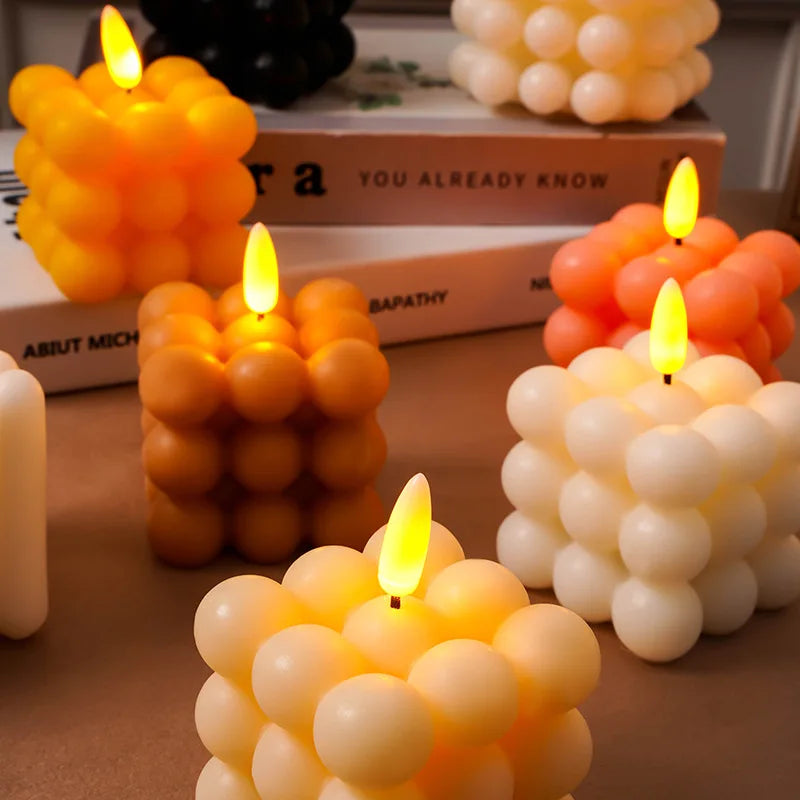 safe flameless Electronic candle Christmas wedding party luxury Led candles with batteries home decoration fake cube candles