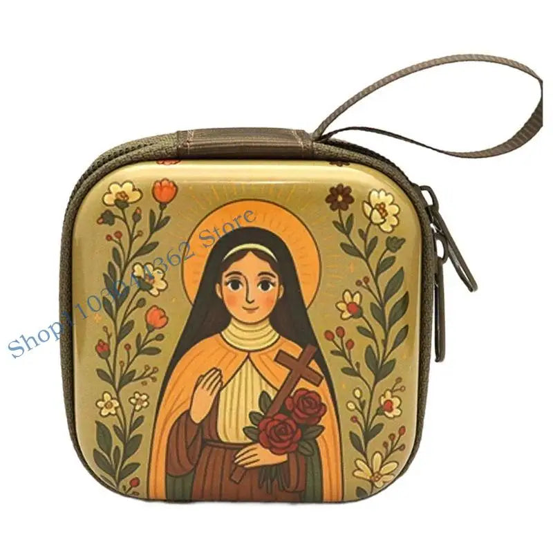Rosary Jewelry Box Religious Trinket Storage Holders Case Religious Trinket Box Coin Purse Rosary Prayer Bag Zippers