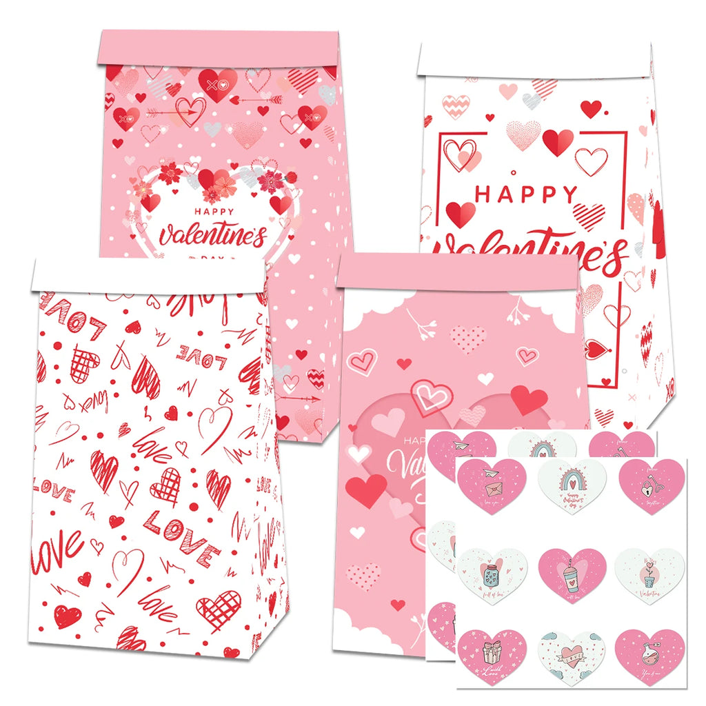 Valentine's Day Gift Bag Red Pink Candy Chocolate Packing Box Red Lip Love Printed Gift Box Valentine's Day Party Supplies Favor