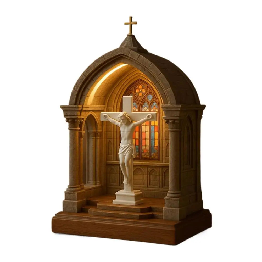 Jesus Statue Virgin Mary Resin Ornament 6" Figurine with Light Ideal Religious Gift for Baptisms Communions Wedding