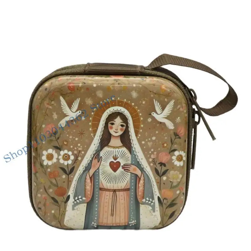 Rosary Jewelry Box Religious Trinket Storage Holders Case Religious Trinket Box Coin Purse Rosary Prayer Bag Zippers