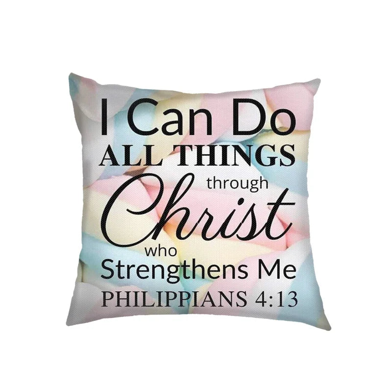 Flower Bible Verse Double-side Print Cushion Covers Christian Biblical Proverbs Pillowcase Home Decor Sofa Bedroom Pillow Cover