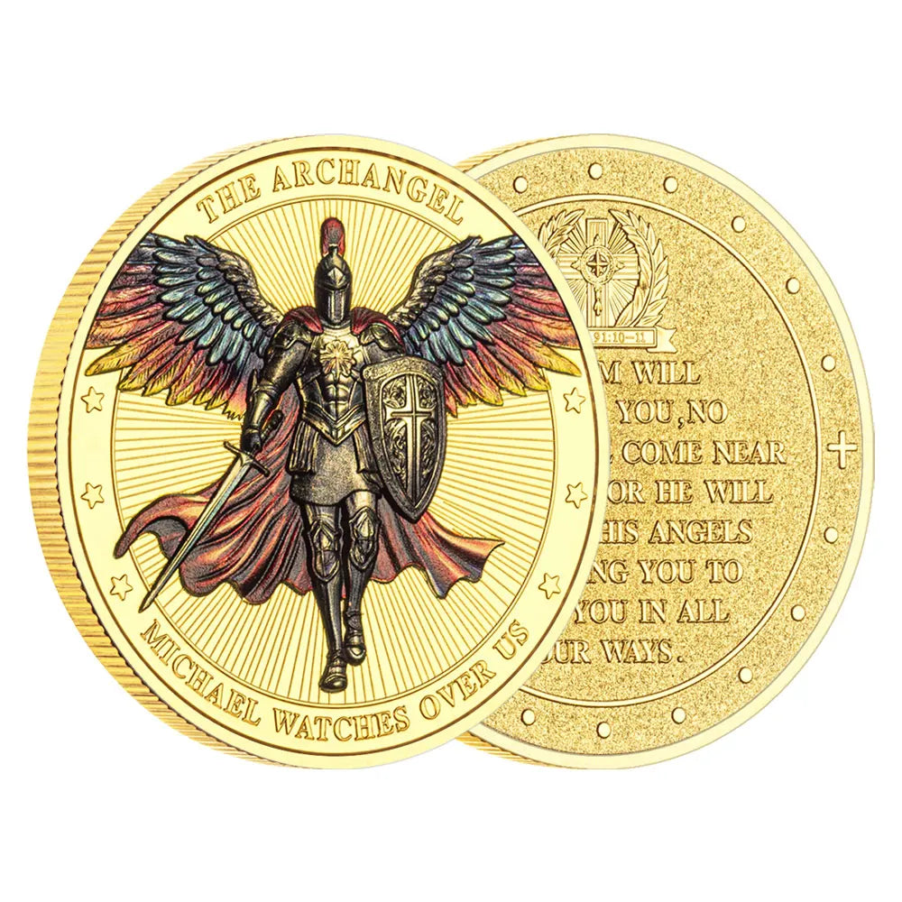 Gold/Silvery Plated Thank You Archangel Michael Challenge Medal Firefighter Coin Special Gift Military Collectible Coins