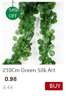 1Pc 200Cm Green Vine Silk Artificial Ivy Hanging Leaf Garland Plant Creeper Leaf Home  Wedding Garden Bathroom Decoration