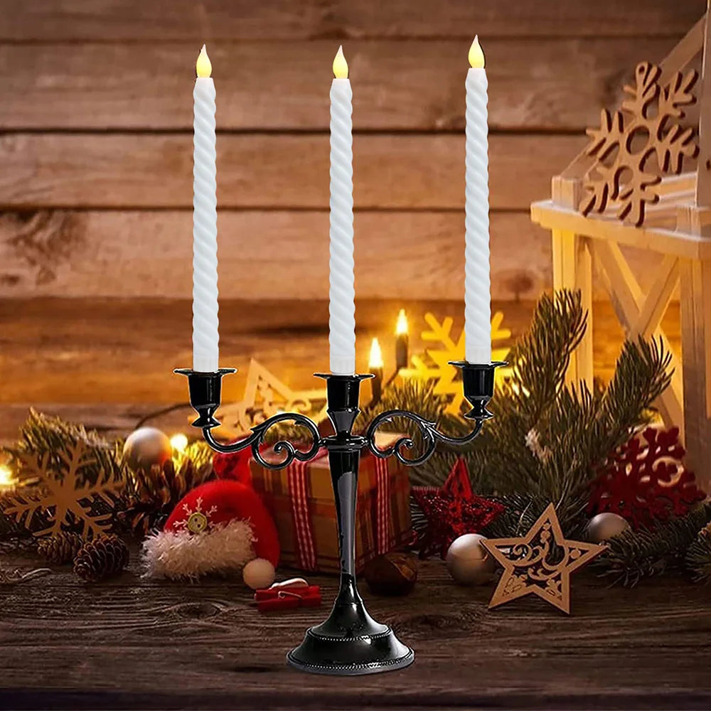 LED Flameless Taper Candles Lights Window Decorative Christmas Candles Lamp Electric Long Candles 3D-Wick Flameless Candlesticks