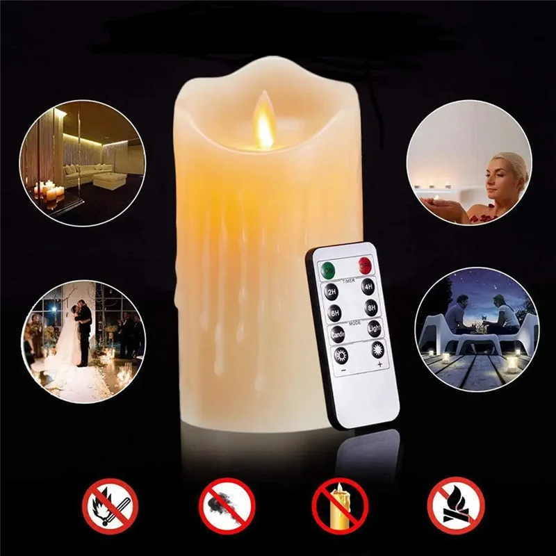 LED Candles, Flickering Flameless Candles,Rechargeable Candle, Real Wax Candles with Remote Control,12.5cm