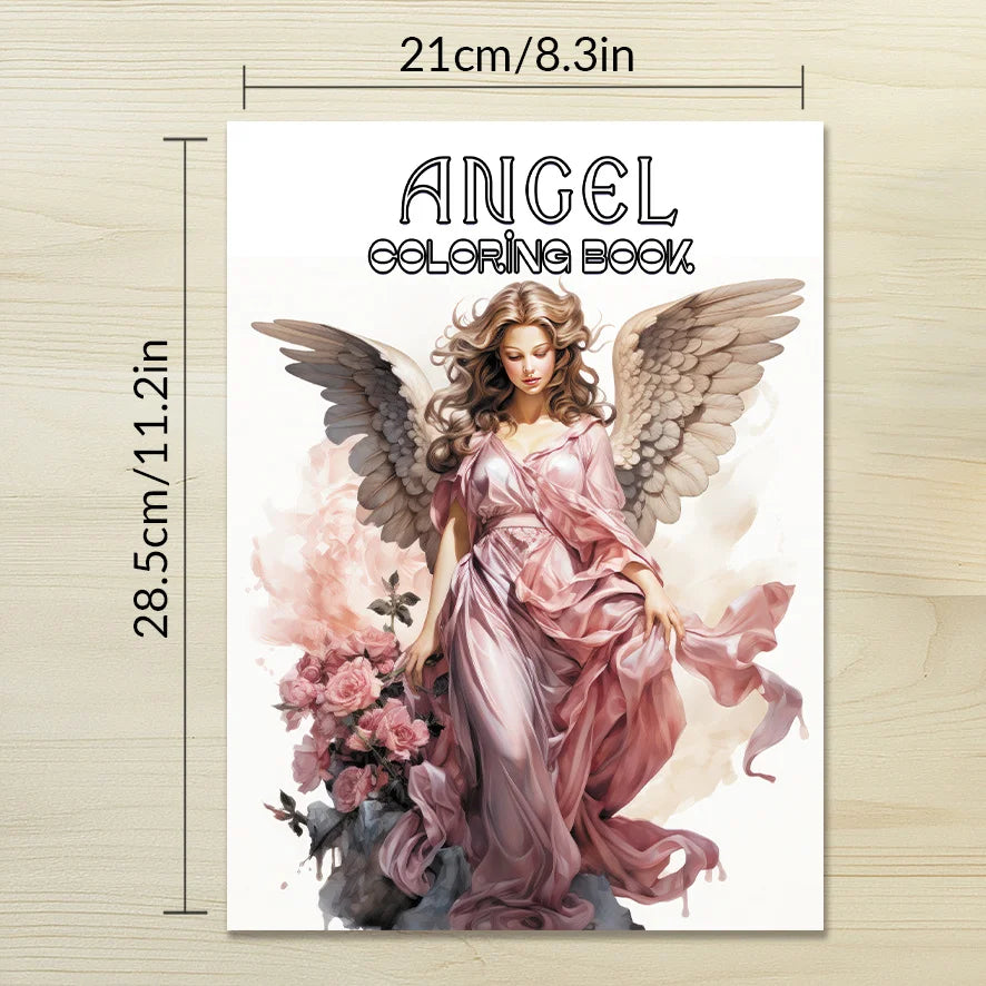 Coloring Book - 8.3 x 11.2 inches 32 pages Angel Coloring Book - Soothing, Back to School Gift, Gift for Family and Friends