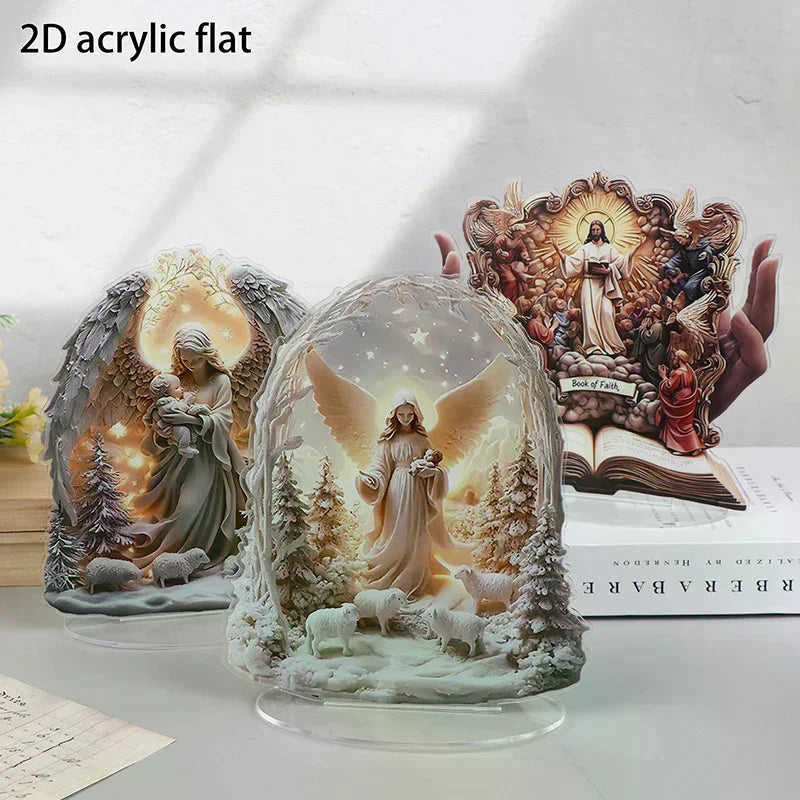 Nativity Scene Statue,2D Flat Jesus & Maria Acrylic Figurine,Home,Cafe,room,Studio,Table Ornament Christian Religion Decor