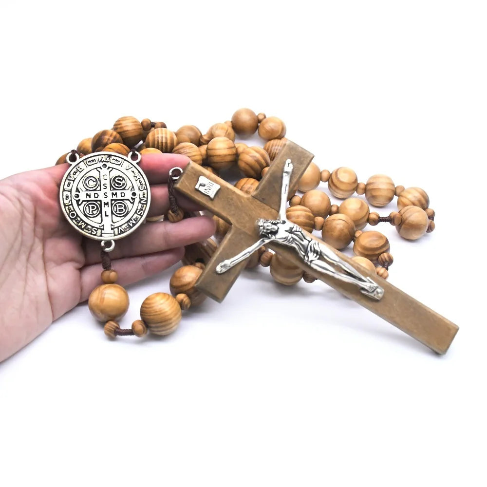 Rosary Beads JESUS Coin Cross Pendant Car Ornament Catholic Religious Jewelry Holy Rosaries Wall  Necklaces