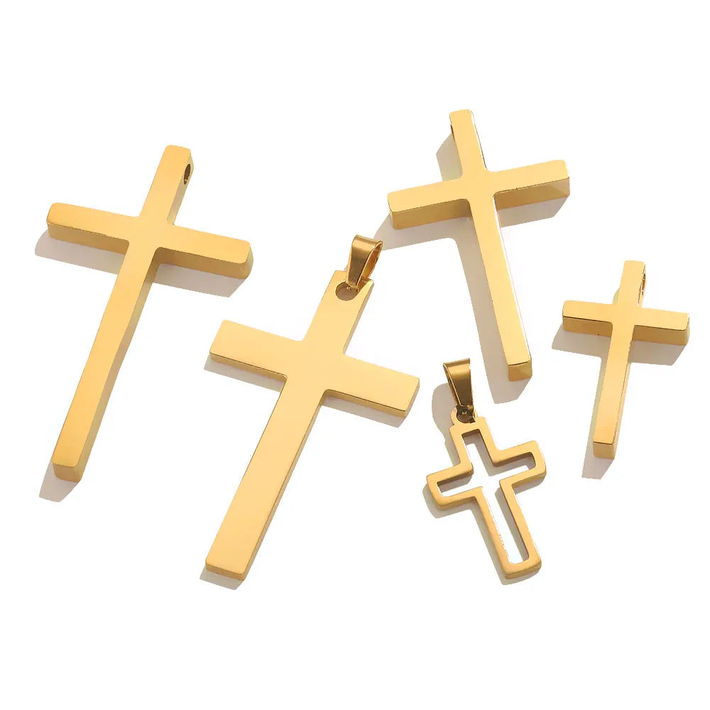 5pcs Stainless Steel Large Cross Charms For Jewelry Makings DIY Cross Necklace Pendants Jewelry Finding Religious Amulet Pendant