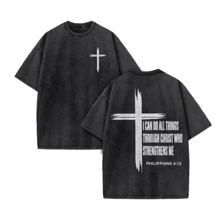 2025 Christian Men Women Washed Graphic Print T Shirt Version Casual T Shirt Cotton Christian Vintage T Shirt Harajuku Style
