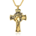 Stainless Steel Titanium Human Head Cross Jesus Hip Hop Pendant Collar Chains Necklace for Women Men Gift Fashion Jewel