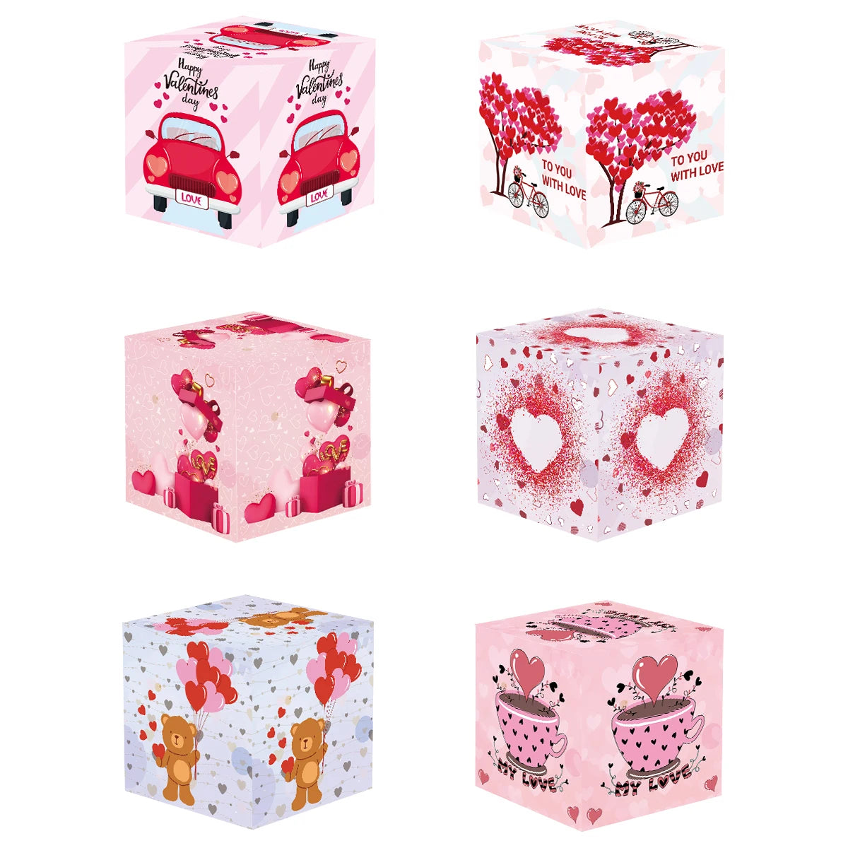 Valentine's Day Gift Bag Red Pink Candy Chocolate Packing Box Red Lip Love Printed Gift Box Valentine's Day Party Supplies Favor