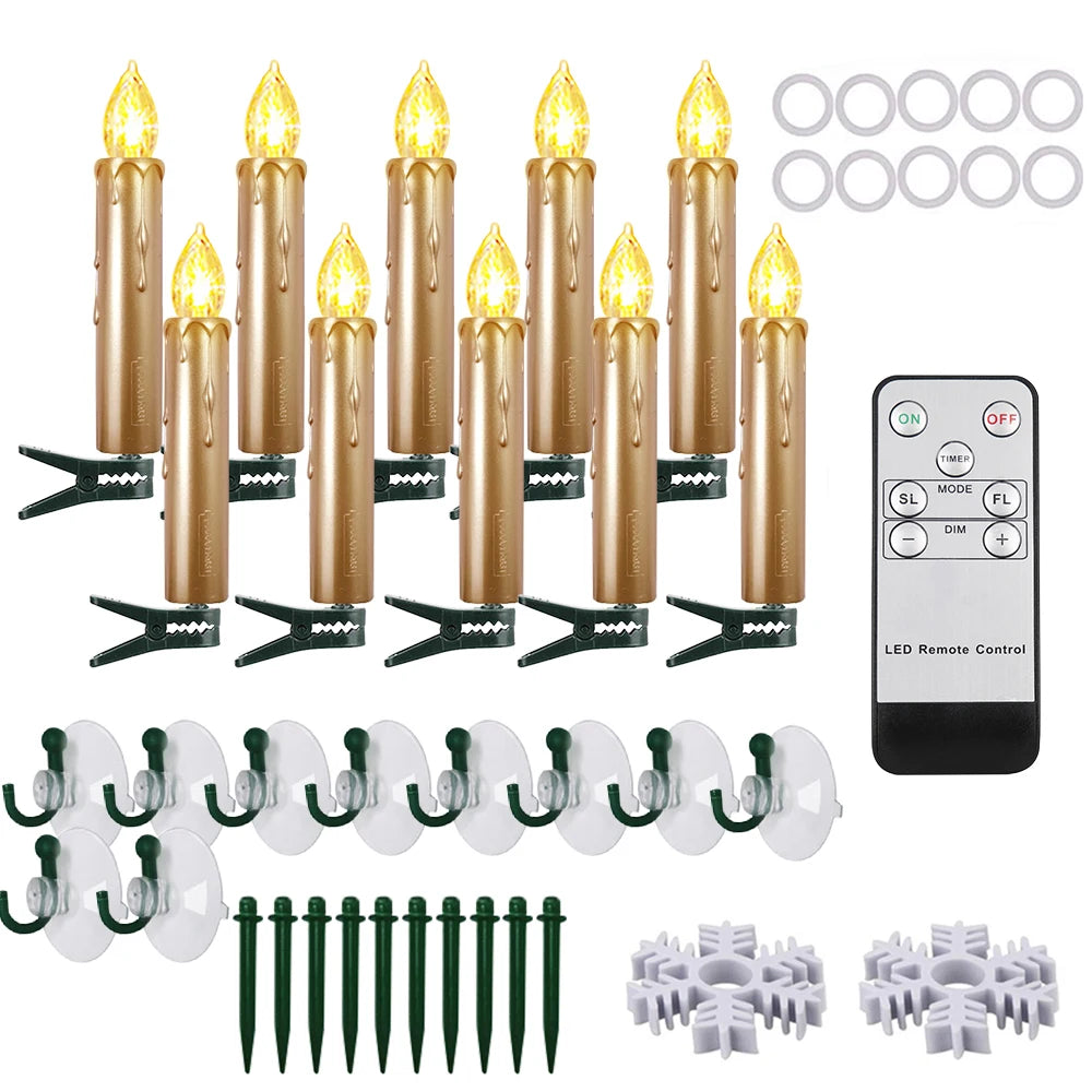 LED Candle Realistic Flickering Flame with Remote Timer Golden for Christmas Gift Set Home Decor Centerpiece Wedding Viral Decor