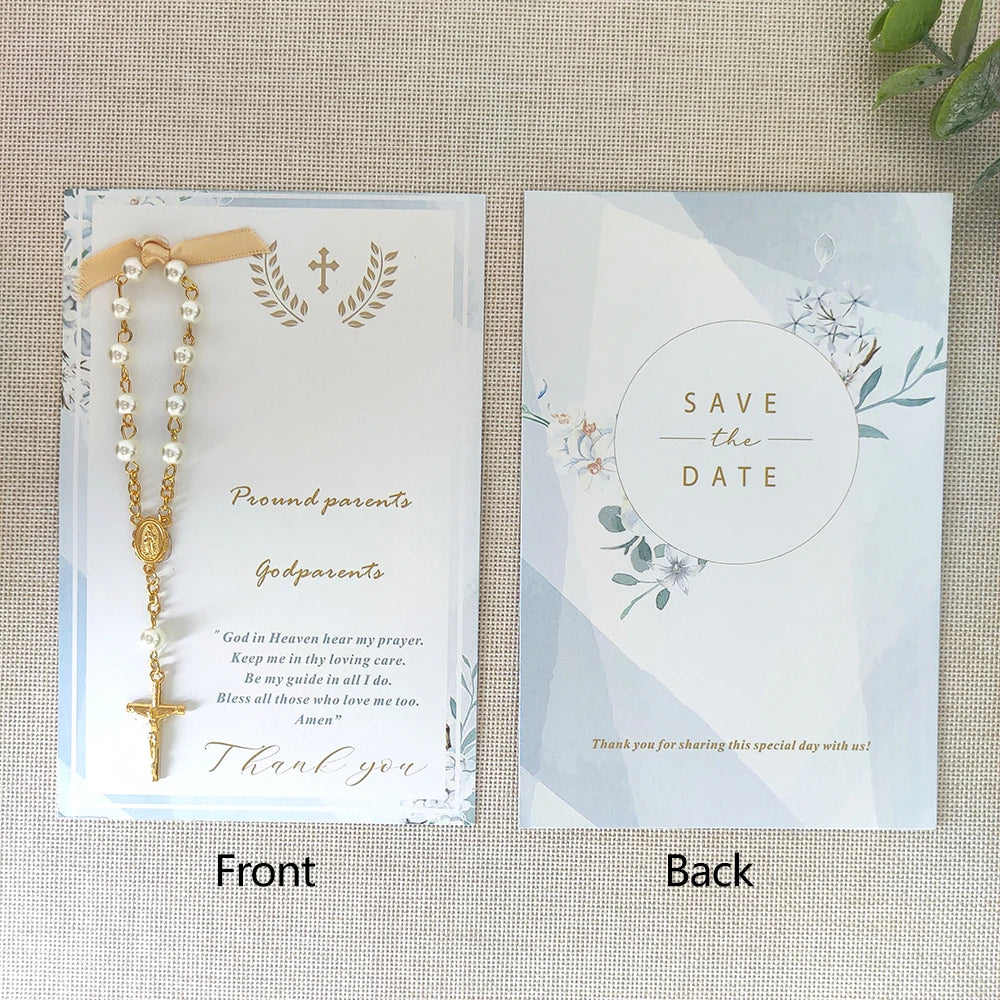 20/10pcs Baptism favor cards with rosaries Birthday Baptism Communion Christening Decor for your New born