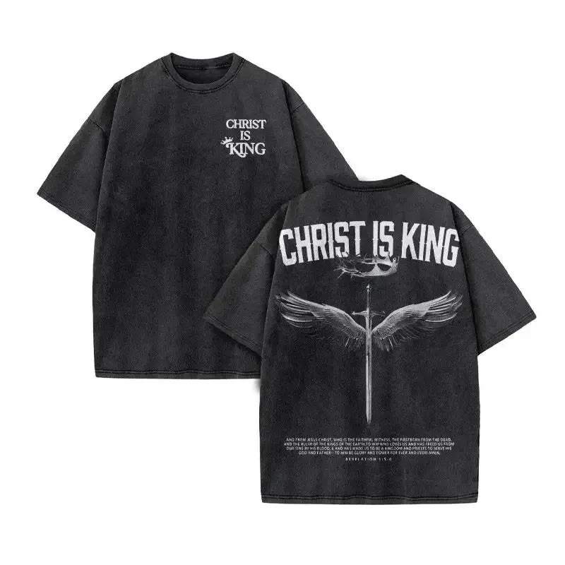 2025 Christian Men Women Washed Graphic Print T Shirt Version Casual T Shirt Cotton Christian Vintage T Shirt Harajuku Style