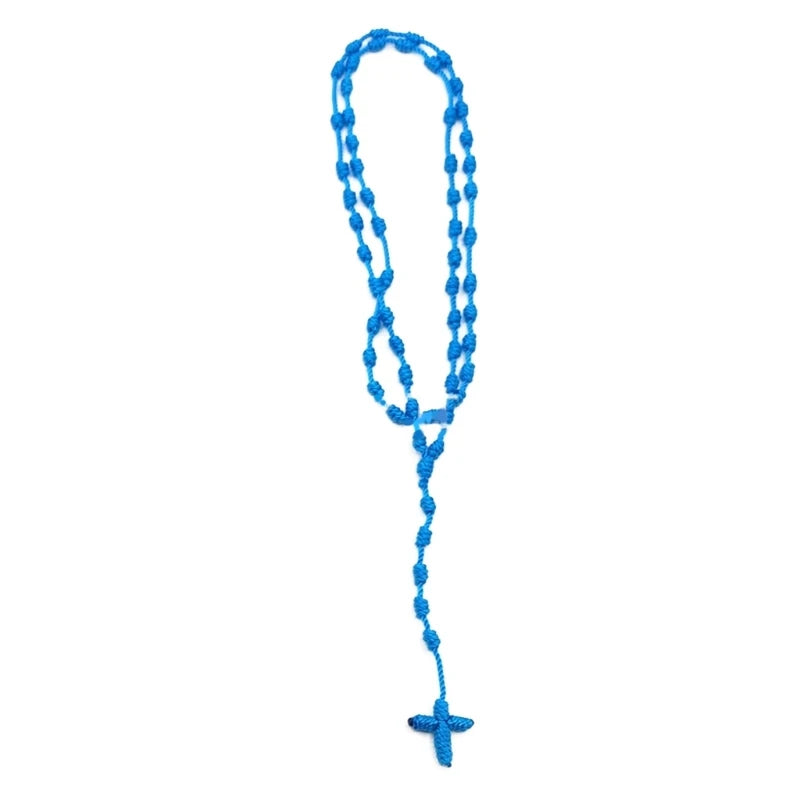 Sturdy Handwoven Crossing Knot Rosary Necklace for Spiritual Trendy Women Ladies