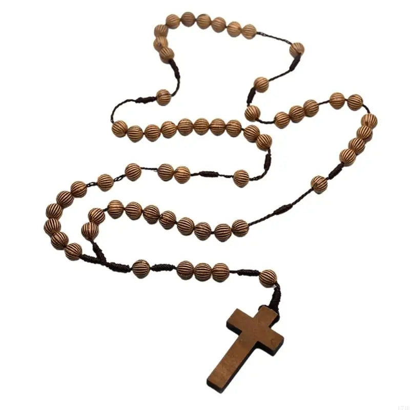 Catholic Rosary Wood Beads Necklace Mini Cross Finger Rosaries for Baptism Favor Communion Favor Halloween Party Favor