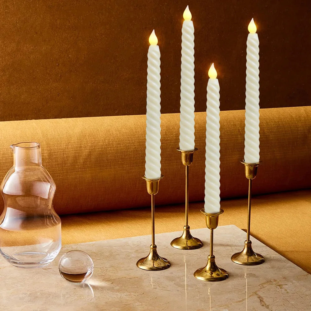 LED Flameless Taper Candles Lights Window Decorative Christmas Candles Lamp Electric Long Candles 3D-Wick Flameless Candlesticks