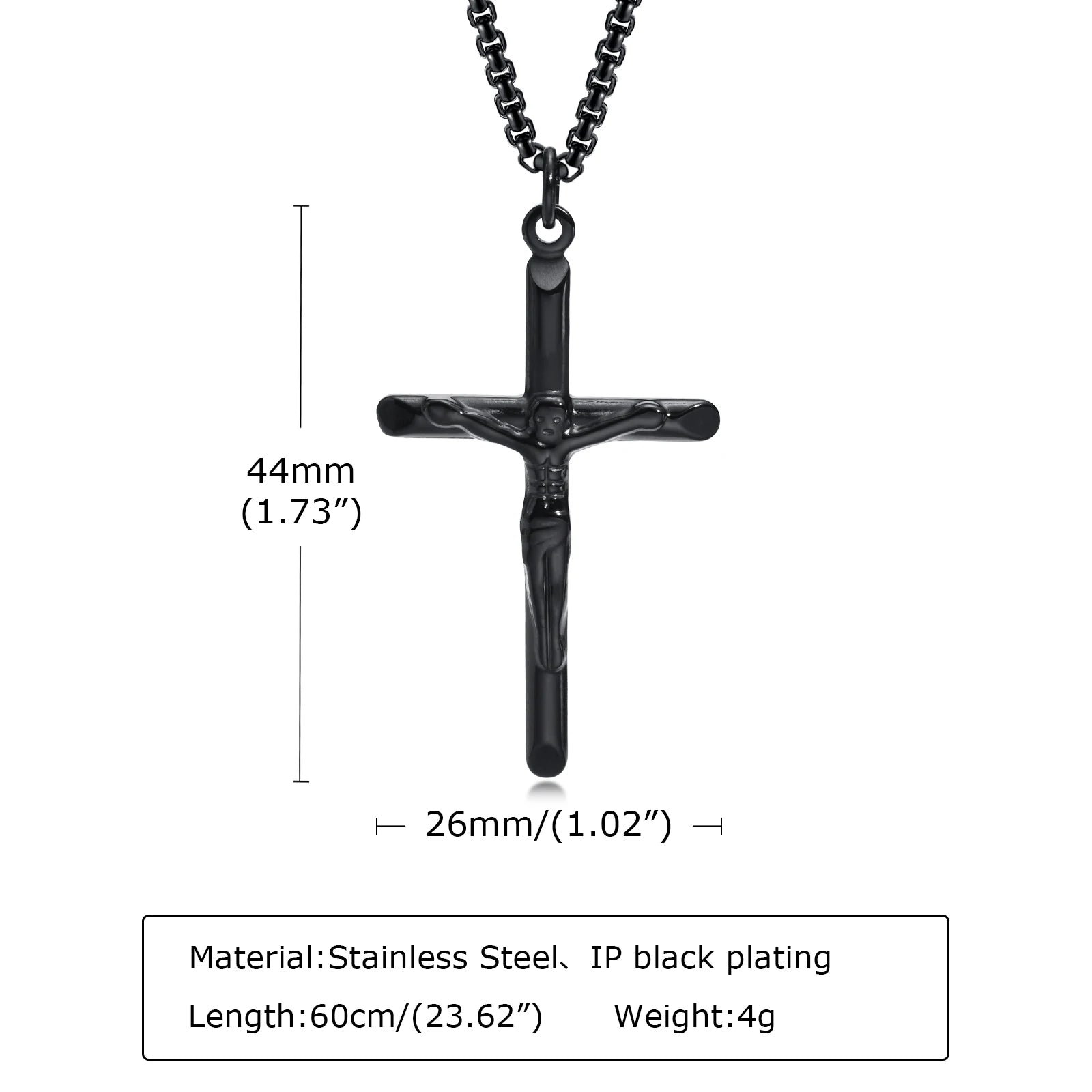 Stainless Steel Cross Necklace Catholicism Jesus Pendant Gold Color Collar Church Prayer Faith Jewelry for Men Women Gift