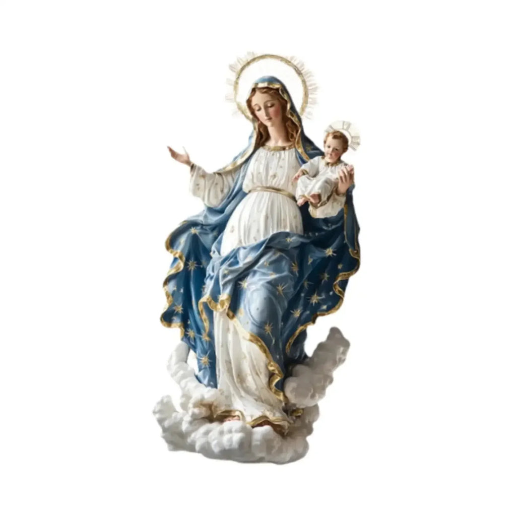 DChristmas Decor Virgin Mary Statue With Infant Jesus Desktop Nativity Display