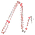 Catholic Purple Glass Beads Rosary Necklace For Women INRI Cross Crucifix Pendant Rose Chain Fashion Religion Jewelry